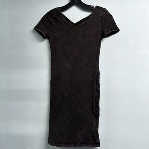 Distressed Open Back Strappy Mini Dress